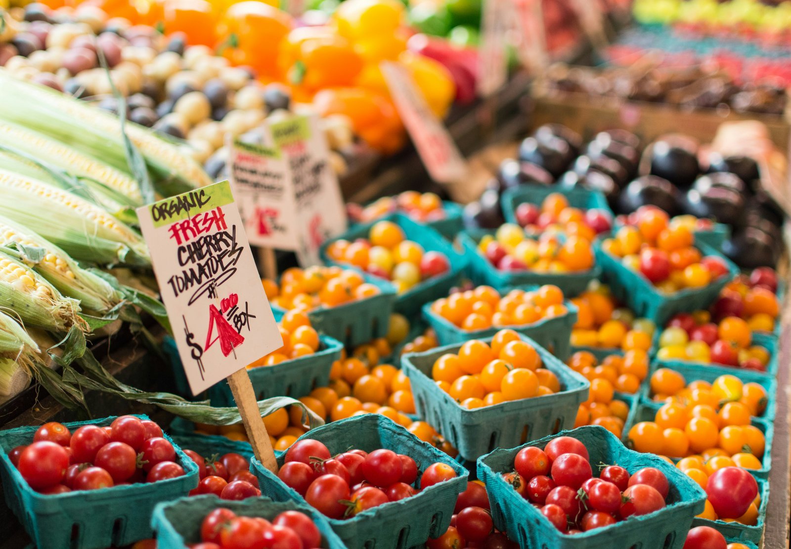 Local farmers market outdoor stand display